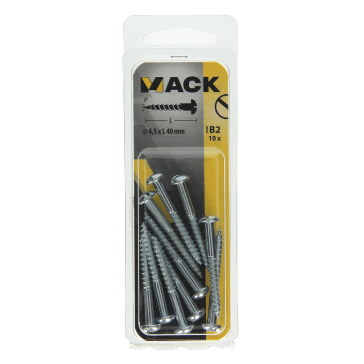 Mack 1017377 - tornillo para madera cabeza troncocónica acero galvanizado 10 piezas 4,5 x 40 mm | 10 piezas