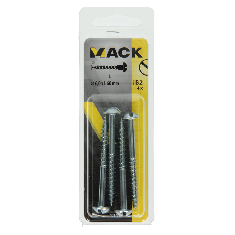 Mack 1017382 - tornillo para madera cabeza troncocónica acero galvanizado 4 piezas 6,0 x 60 mm | 10 piezas