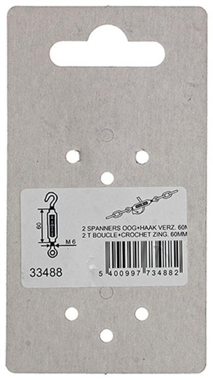 Mack 1008458 - 2 tensores ojo + gancho m6 x 60mm galvanizado | 10 piezas