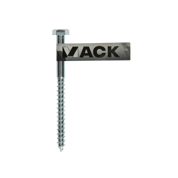 Mack 1017419 - perno rosca madera acero galvanizado 1 ud 8 x 100 mm | 10 piezas