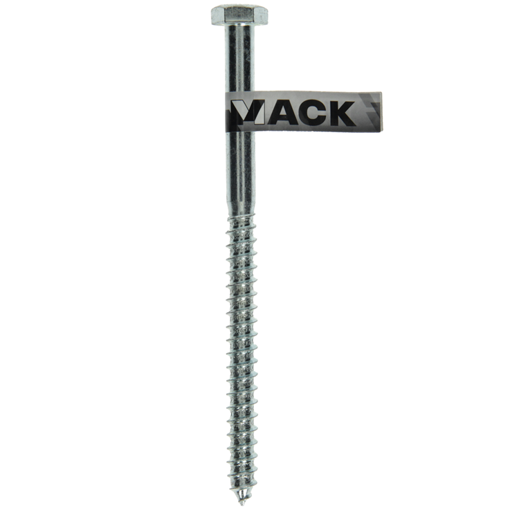 Mack 1017432 - perno rosca madera acero galvanizado 1 ud 12 x 180 mm | 10 piezas