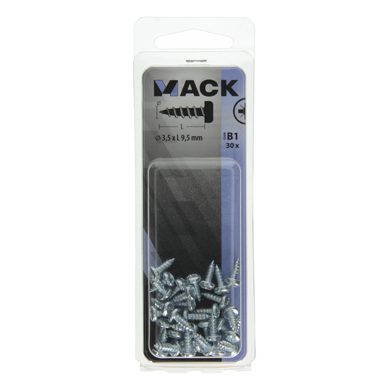 Mack 1017437 - tornillo autorroscante cabeza cilíndrica galv. 30 piezas de 3,5 x 9,5 mm | 10 piezas