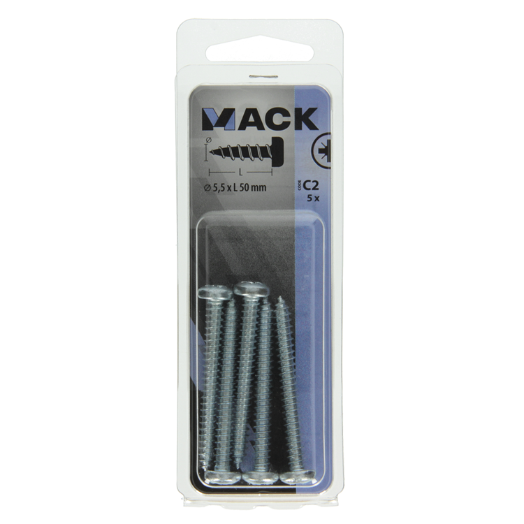Mack 1017460 - tornillo autorroscante culata galv. 5 piezas 5,5 x 50 mm | 10 piezas