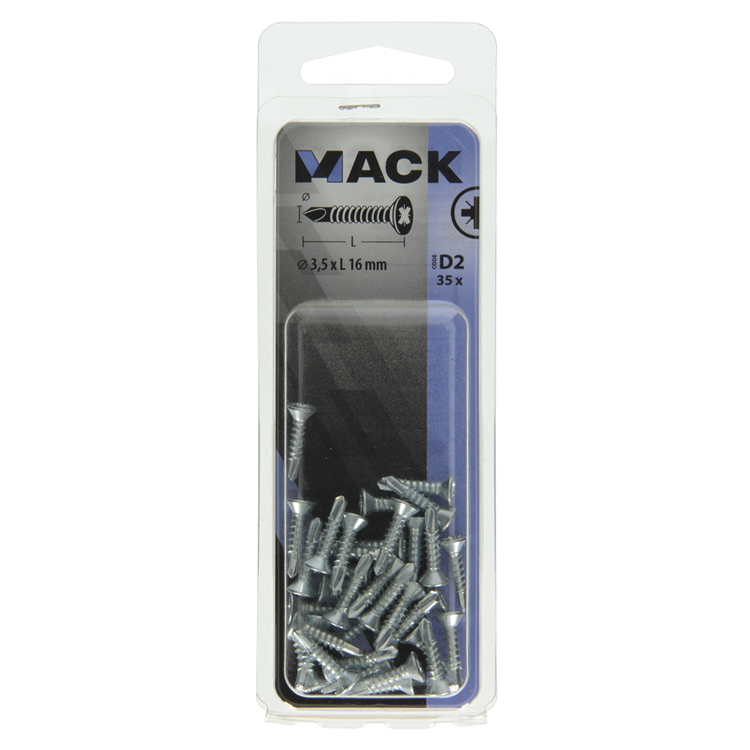 Mack 1017461 - tornillo autoperforante con cabeza galvanizada. 35 piezas 3,5 x 16 mm | 10 piezas
