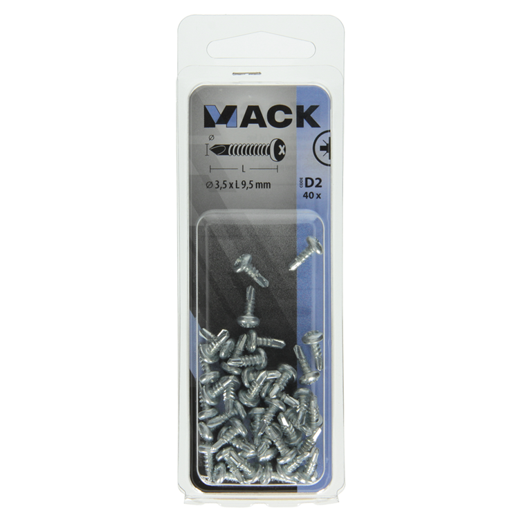 Mack 1017467 - tornillo autoperforante cil. condición de cabeza 40 piezas de 3,5 x 9,5 mm | 10 piezas
