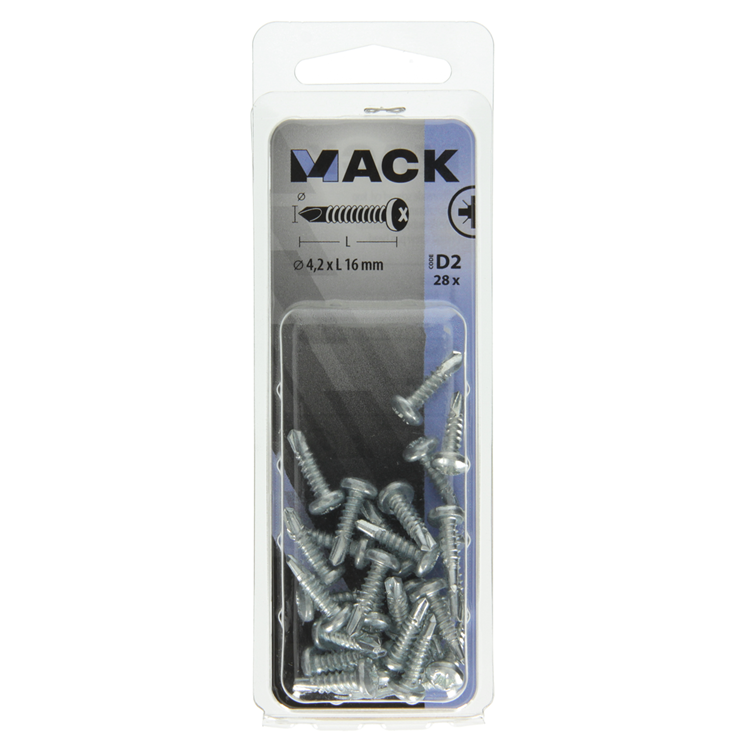 Mack 1017469 - tornillo autoperforante cil. condición de cabeza 28 piezas 4,2 x 16 mm | 10 piezas