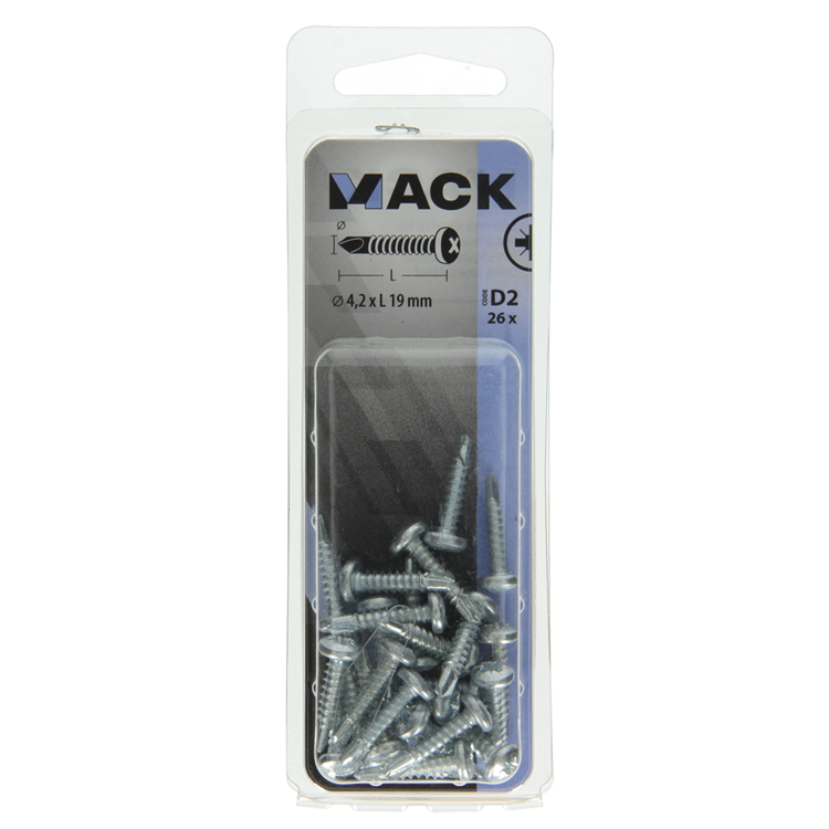 Mack 1017470 - tornillo autoperforante cil. condición de cabeza 26 piezas 4,2 x 19 mm | 10 piezas