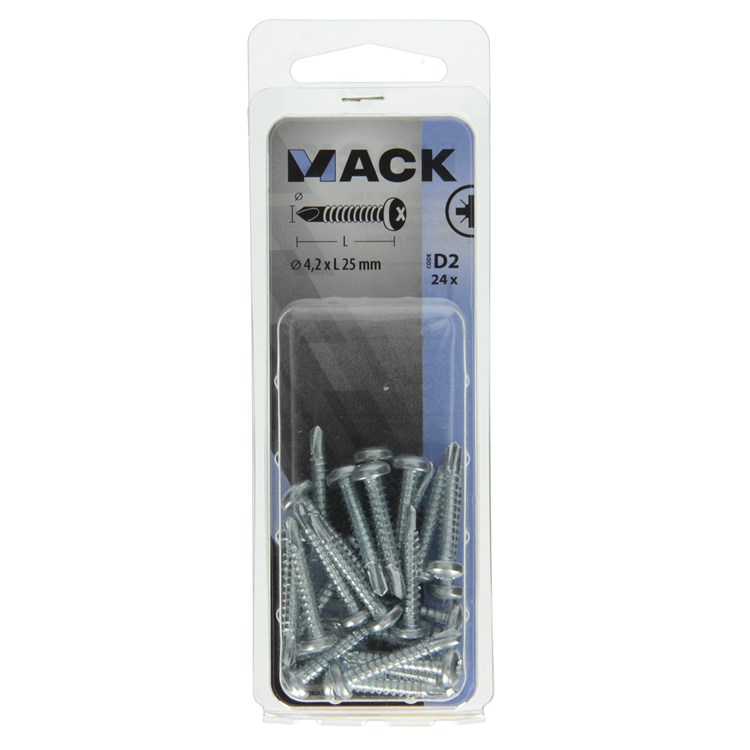 Mack 1017471 - tornillo autoperforante cil. condición de cabeza 24 piezas 4,2 x 25 mm | 10 piezas