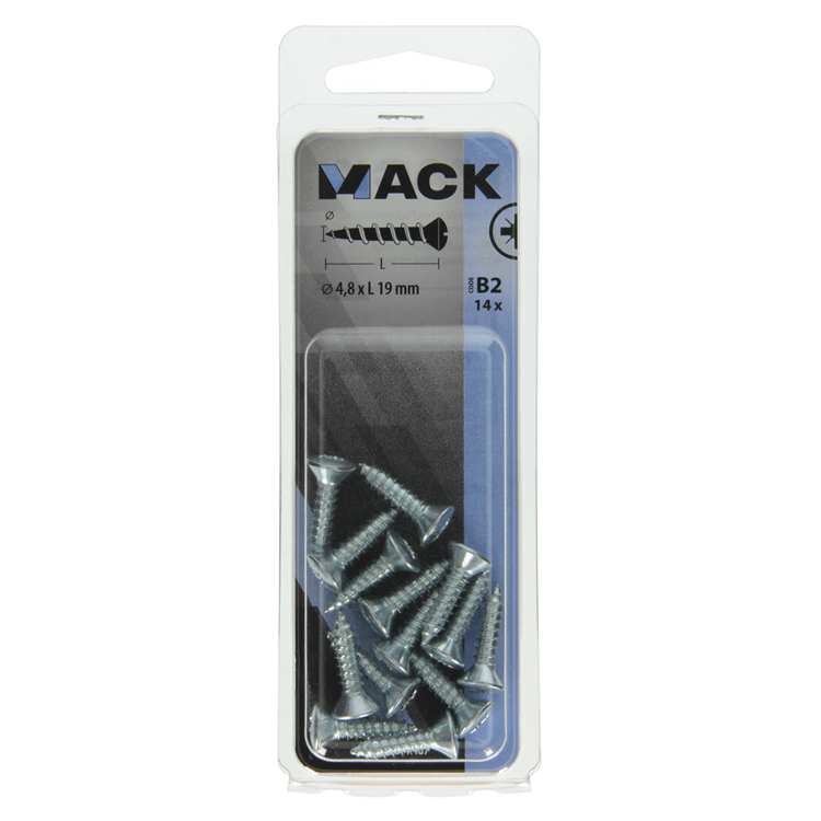 Mack 1017487 - tornillo autorroscante bvk galvanizado 14 piezas 4,8 x 19 mm | 10 piezas