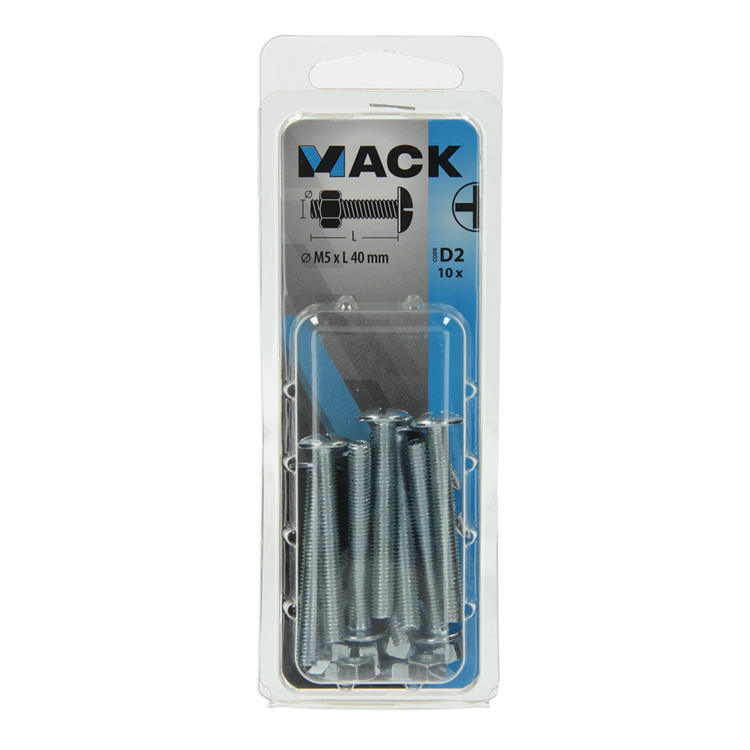 Mack 1017548 - perno calentador + tuerca acero galvanizado 10 piezas m5 x 40 mm | 5 piezas