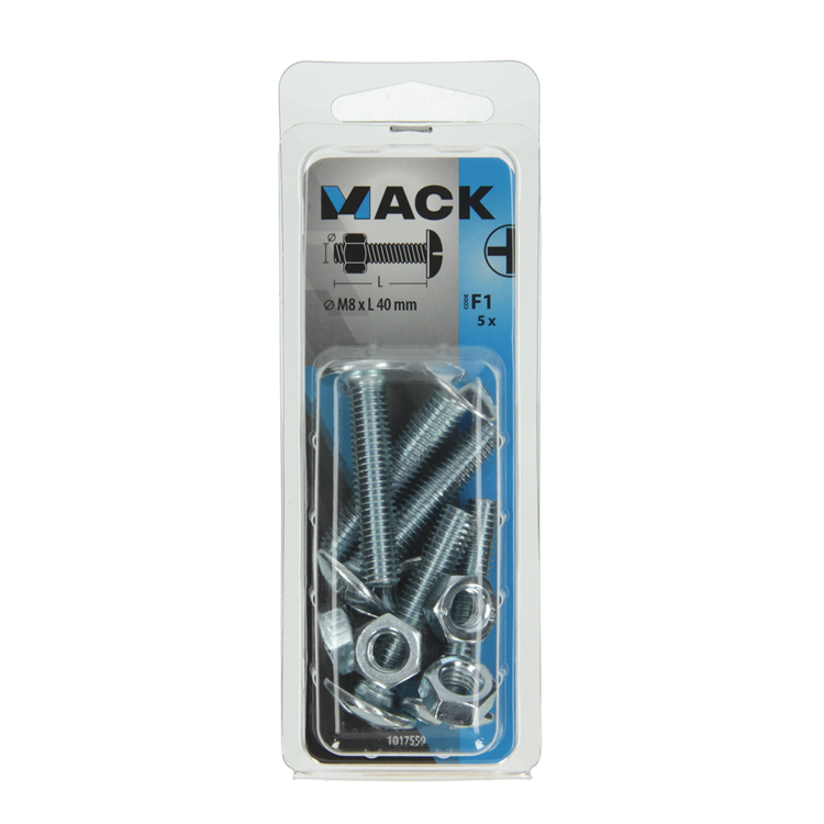 Mack 1017559 - perno calentador + tuerca acero galvanizado 5 piezas m8 x 40 mm | 5 piezas