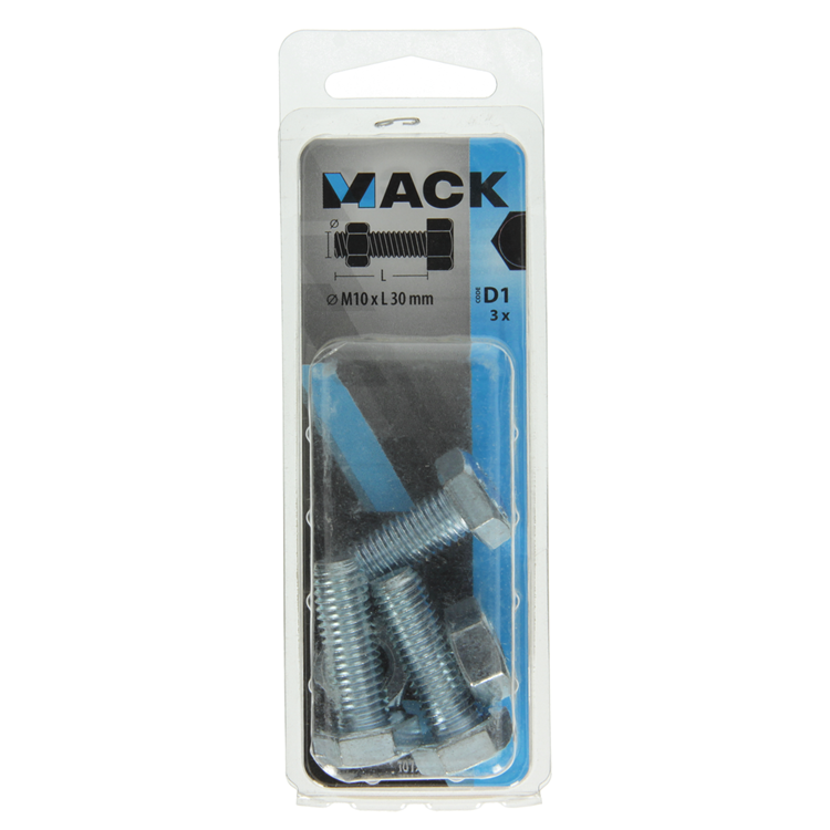 Mack 1017620 - grifo perno + tuerca acero galvanizado 3 piezas m10 x 30 mm | 5 piezas