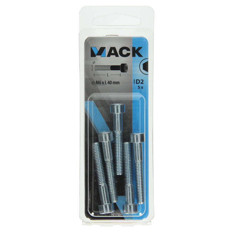 Mack 1017651 - cilindro con perno hexagonal cabeza plateada. 5 piezas m6 x 40 mm | 10 piezas