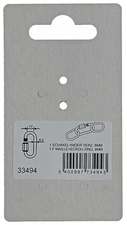 Mack 1008464 - 1 eslabón vacío + tuerca 8mm galvanizada | 10 piezas