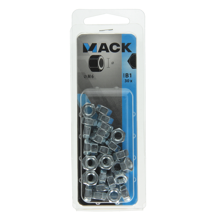 Mack 1017675 - tuerca hexagonal acero galvanizado 30 uds m 6 | 10 piezas