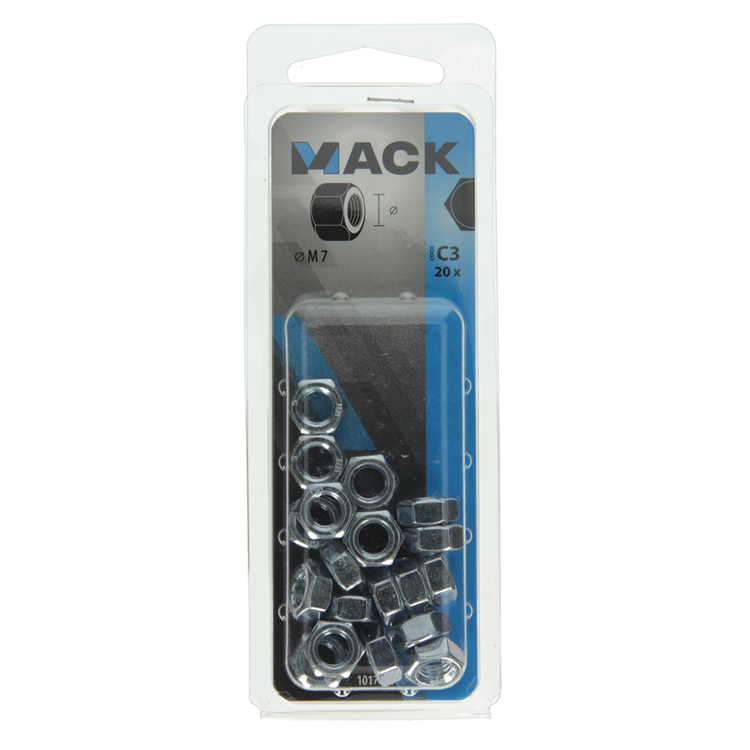 Mack 1017676 - tuerca hexagonal acero galvanizado 20 piezas m 7 | 10 piezas