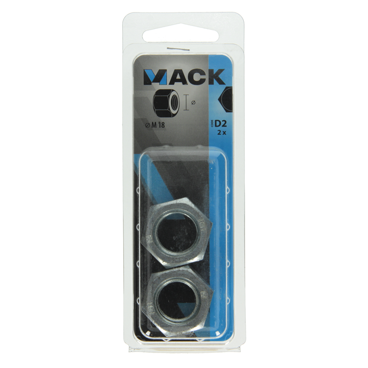 Mack 1017682 - tuerca hexagonal acero galvanizado 2 piezas m 18 | 10 piezas