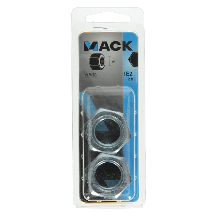 Mack 1017683 - tuerca hexagonal acero galvanizado 2 piezas m 20 | 5 piezas