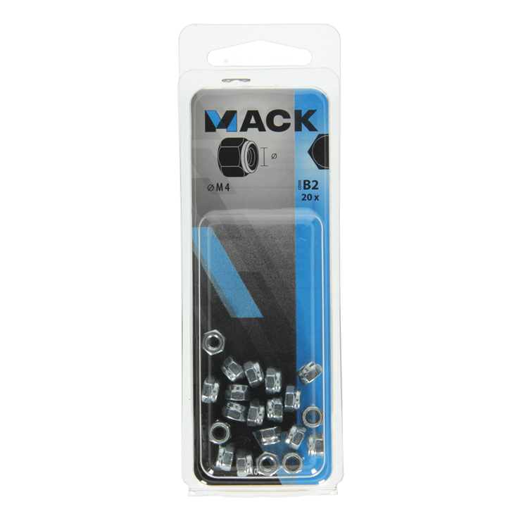 Mack 1017684 - contratuerca hexagonal acero galvanizado 20 piezas m4 | 10 piezas
