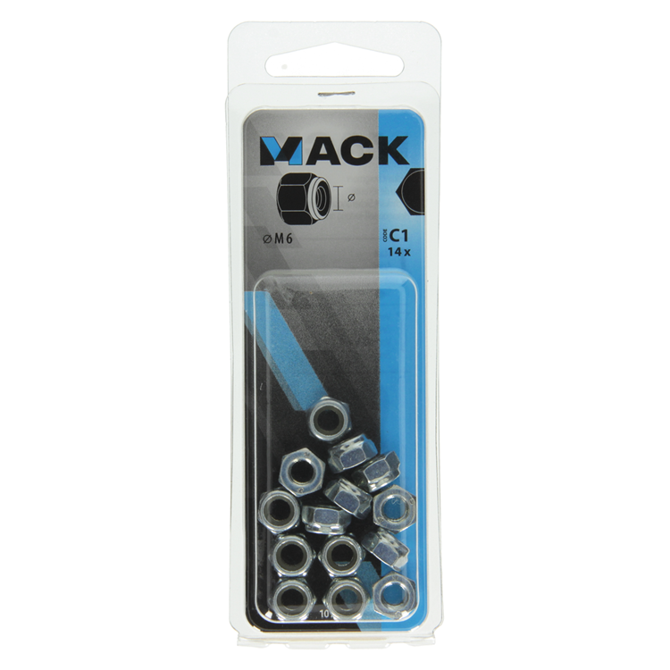 Mack 1017686 - contratuerca hexagonal acero galvanizado 14 piezas m6 | 10 piezas