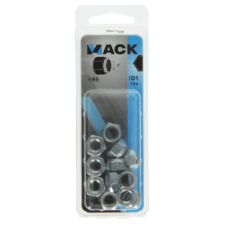 Mack 1017687 - contratuerca hexagonal acero galvanizado 12 piezas m8 | 10 piezas