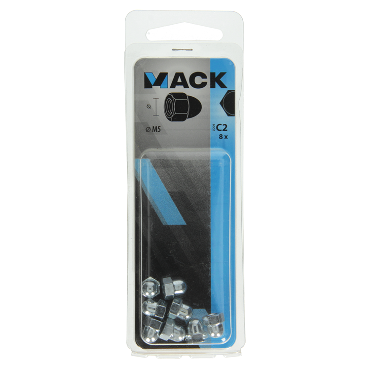 Mack 1017691 - tuerca ciega hexagonal acero galvanizado 8 piezas m5 | 10 piezas