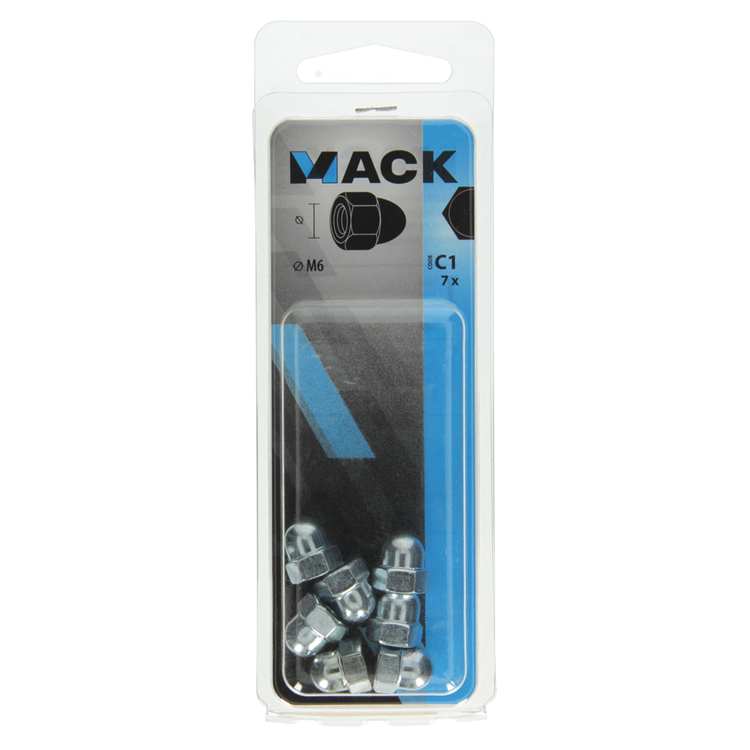 Mack 1017692 - tuerca ciega hexagonal acero galvanizado 7 piezas m6 | 10 piezas