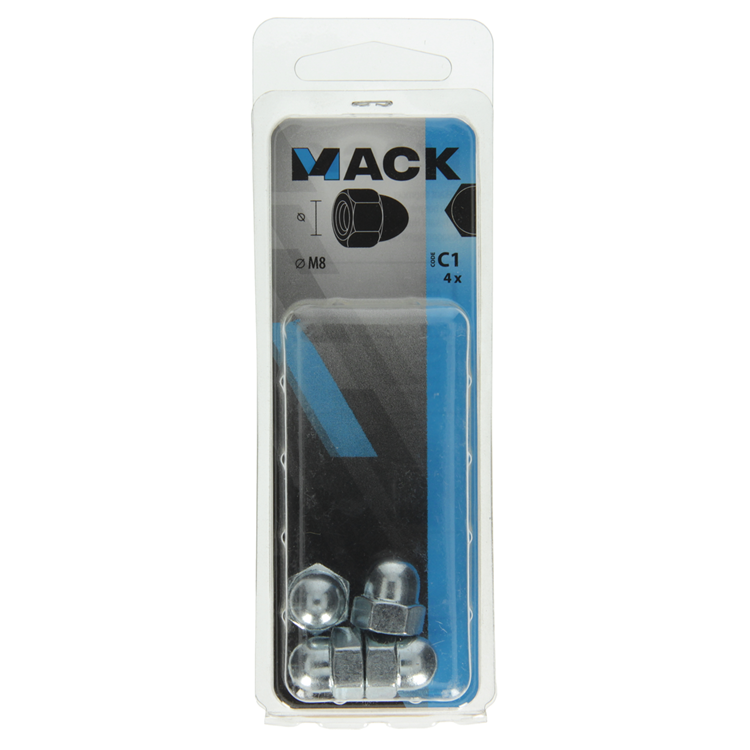 Mack 1017693 - tuerca ciega hexagonal acero galvanizado 4 piezas m8 | 10 piezas