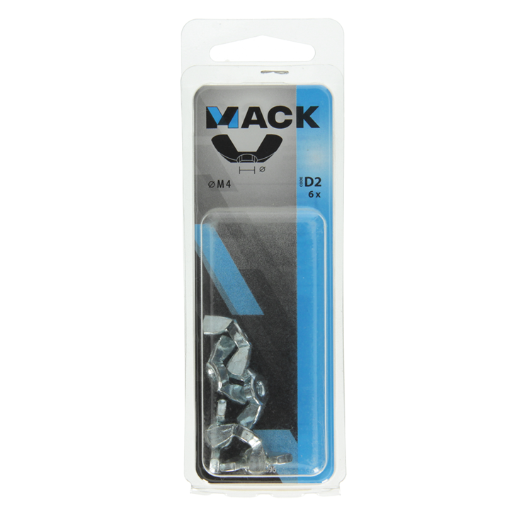 Mack 1017696 - tuerca de mariposa acero galvanizado 6 piezas m4 | 10 piezas