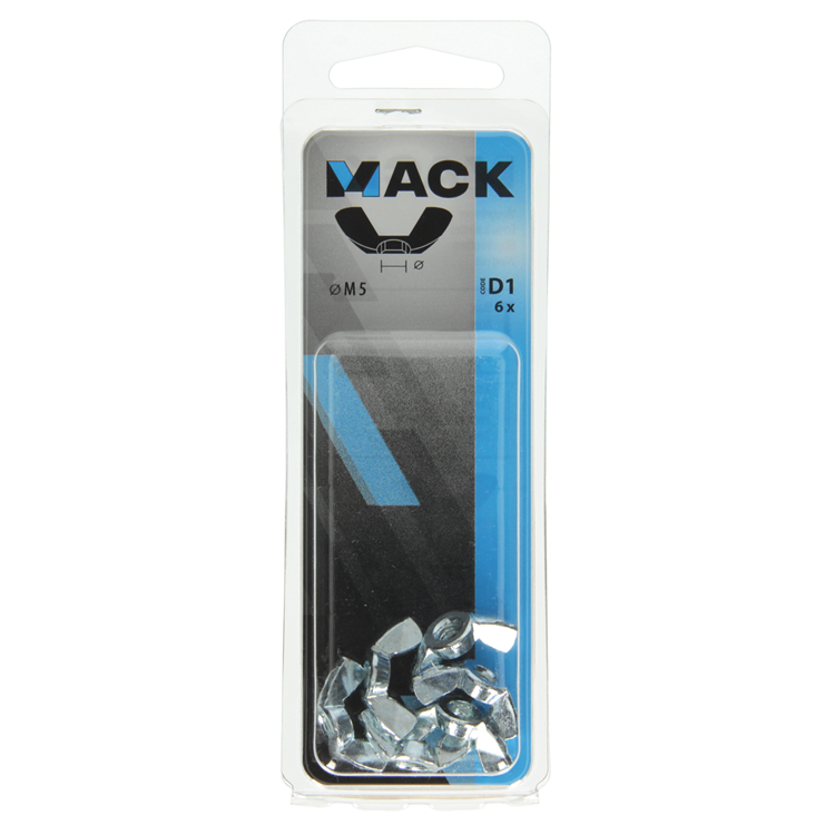 Mack 1017697 - tuerca de mariposa acero galvanizado 6 piezas m5 | 10 piezas