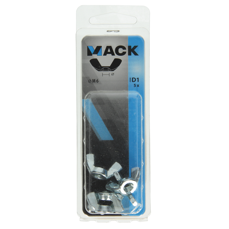 Mack 1017698 - tuerca de mariposa acero galvanizado 5 piezas m6 | 10 piezas