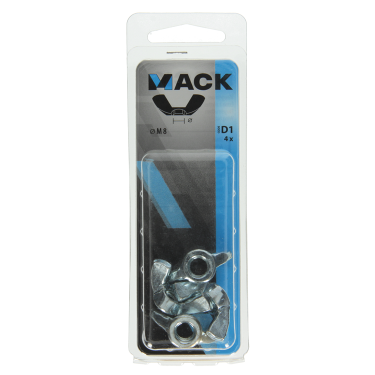 Mack 1017699 - tuerca de mariposa acero galvanizado 4 piezas m8 | 10 piezas