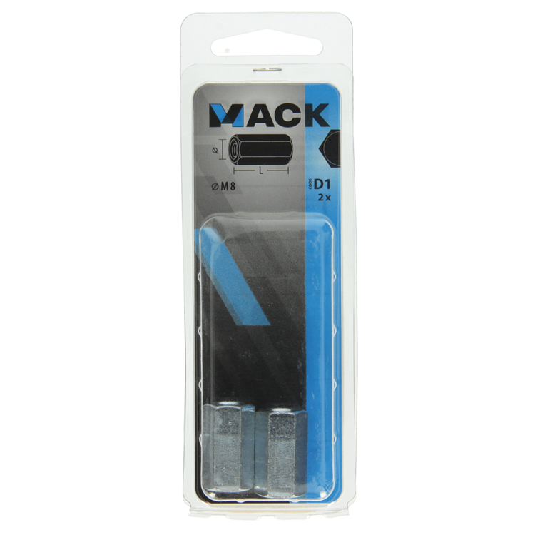 Mack 1017705 - tuerca de conexión hexagonal galvanizada 2 piezas m8 | 10 piezas