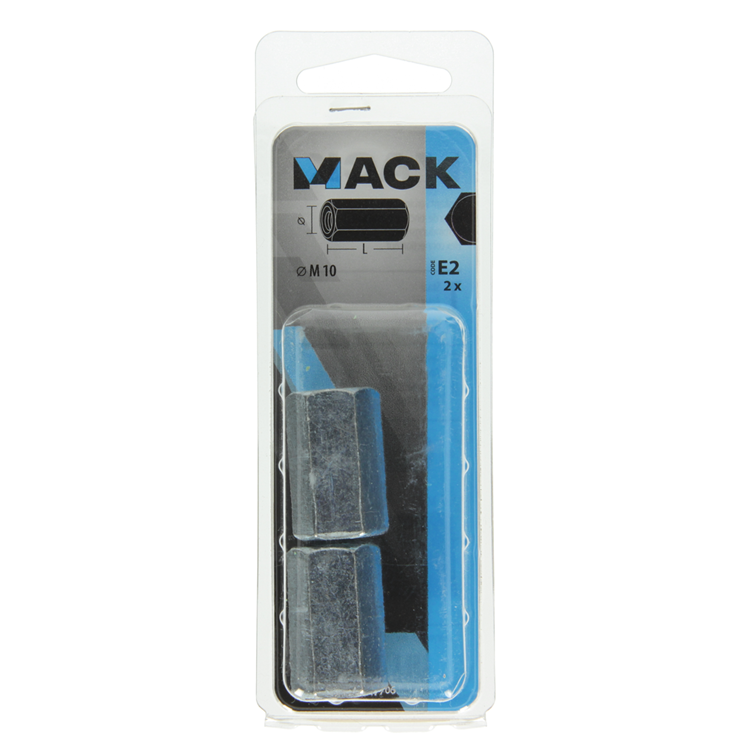 Mack 1017706 - tuerca de conexión hexagonal galvanizada 2 piezas m10 | 5 piezas