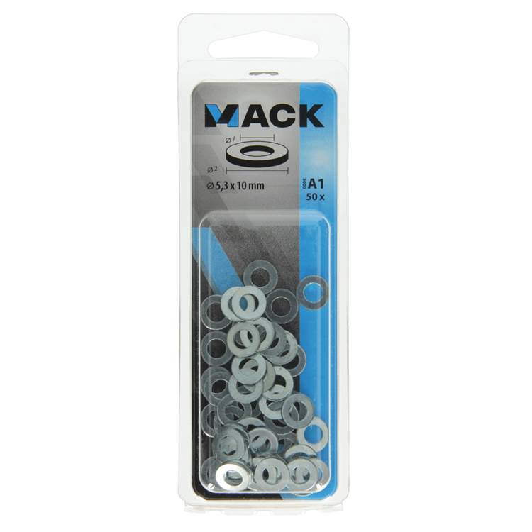 Mack 1017713 - arandela acero galvanizado 50 piezas 5,3 x 10 mm | 10 piezas
