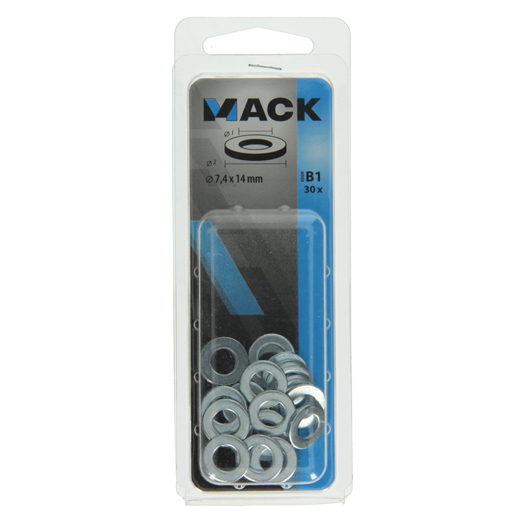 Mack 1017715 - arandela acero galvanizado 30 piezas 7,4 x 14 mm | 10 piezas