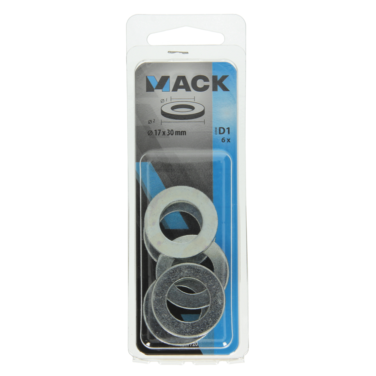 Mack 1017720 - arandela acero galvanizado 6 piezas 17 x 30 mm | 10 piezas