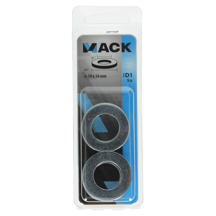 Mack 1017721 - arandela acero galvanizado 5 piezas 19 x 34 mm | 10 piezas