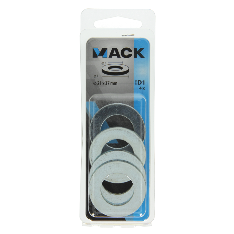 Mack 1017722 - arandela acero galvanizado 4 piezas 21 x 37 mm | 10 piezas