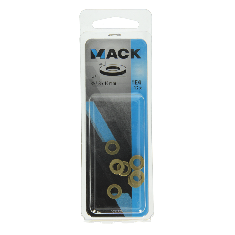 Mack 1017724 - arandela latón 12 piezas 5,3 x 10 mm | 10 piezas