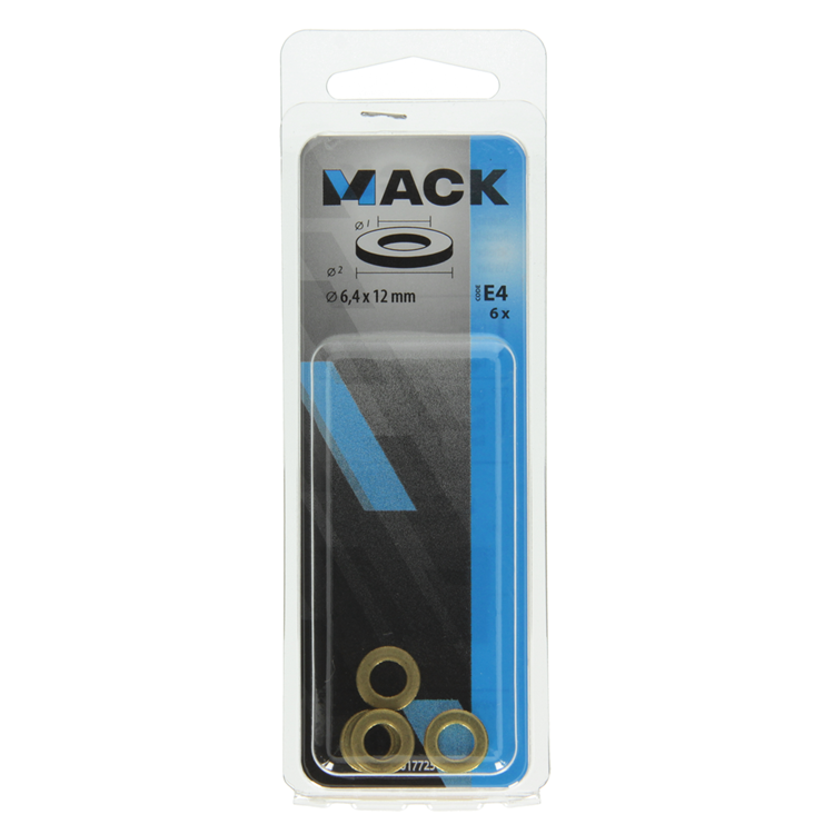 Mack 1017725 - arandela latón 6 piezas 6,4 x 12 mm | 10 piezas