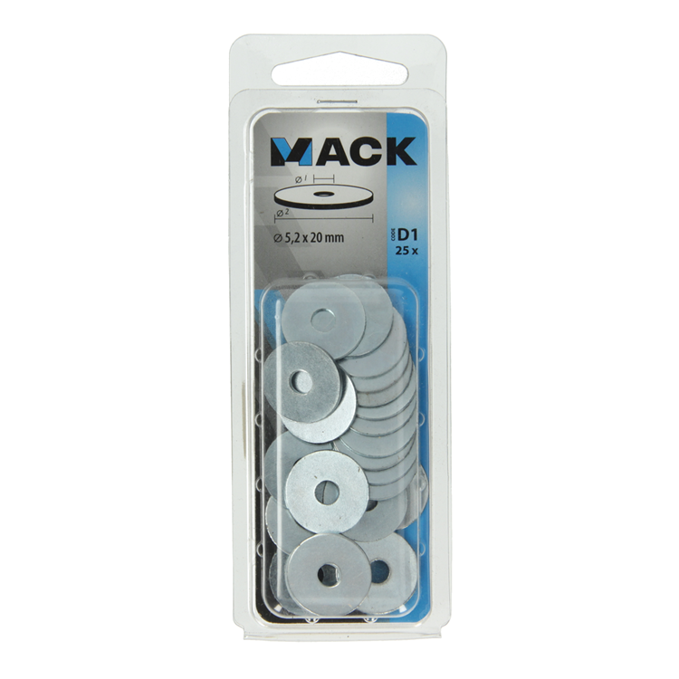Mack 1017736 - arandela de carrocería galvanizada25 piezas 5,2 x 20 mm | 10 piezas