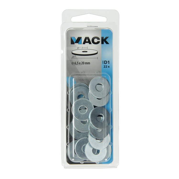 Mack 1017737 - arandela de carrocería galvanizada22 piezas 6,5 x 20 mm | 10 piezas