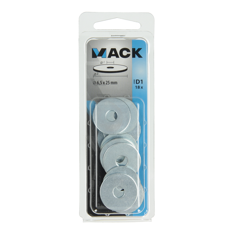 Mack 1017738 - arandela de carrocería galvanizada 18 piezas 6,5 x 25 mm | 10 piezas