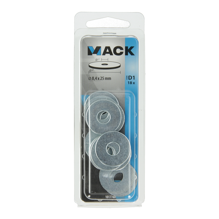 Mack 1017740 - arandela de carrocería galvanizada 18 piezas 8,4 x 25 mm | 10 piezas
