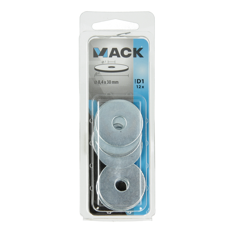 Mack 1017741 - arandela de carrocería galvanizada 12 piezas 8,4 x 30 mm | 10 piezas