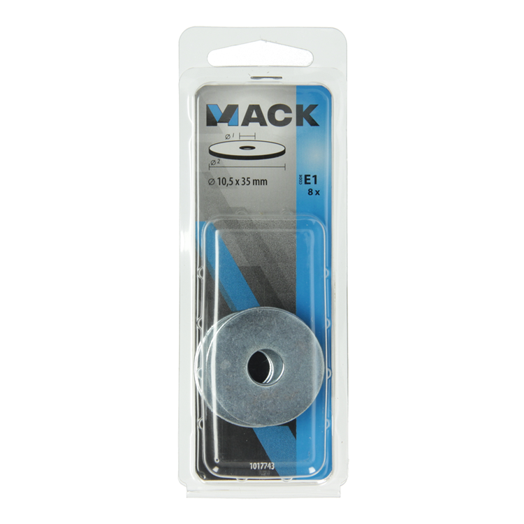 Mack 1017743 - arandela de carrocería galvanizada 8 piezas 10,5 x 35 mm | 10 piezas
