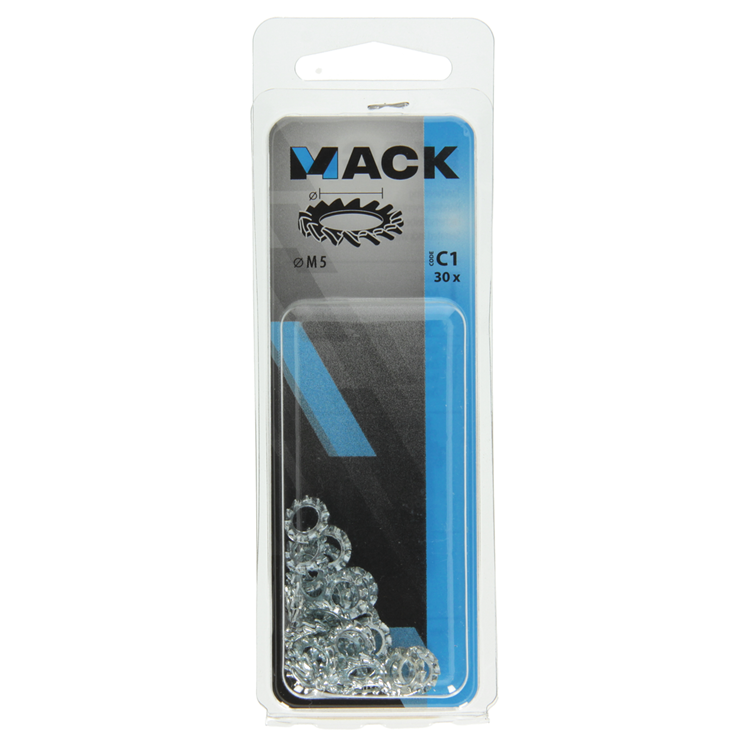 Mack 1017748 - arandela elástica dentada acero galvanizado 30 piezas m5 | 10 piezas
