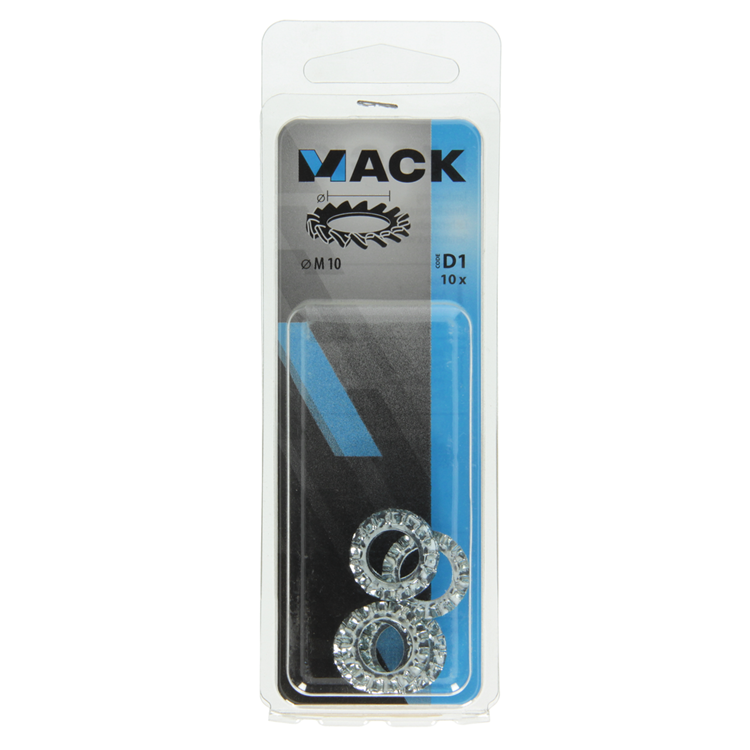Mack 1017751 - arandela elástica dentada acero galvanizado 10 piezas m10 | 10 piezas
