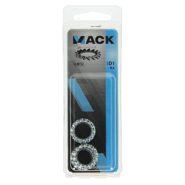 Mack 1017752 - arandela elástica dentada acero galvanizado 8uds m12 | 10 piezas